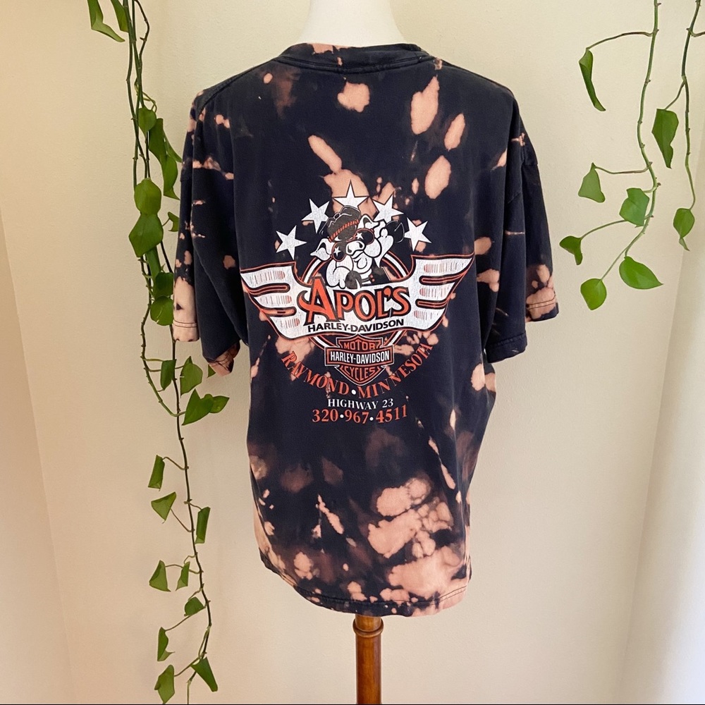 Vintage 90s Harley-Davidson Bleach Dyed Tee - Picture 6 of 9